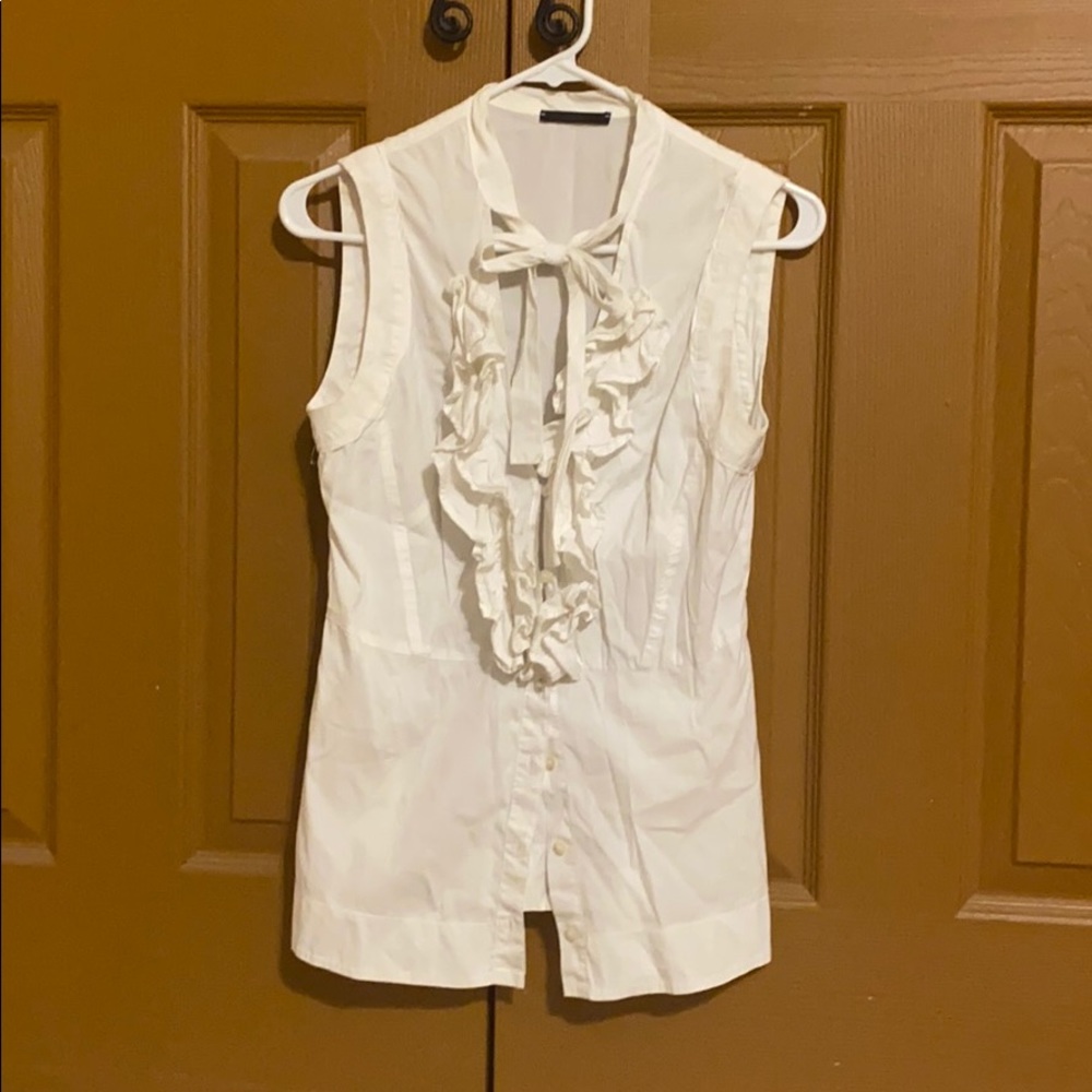 White ruffle tank